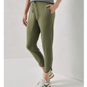 Pact Stretch French Terry Tulip Hem Pants Green Ankle Length Crop, Large (B1)